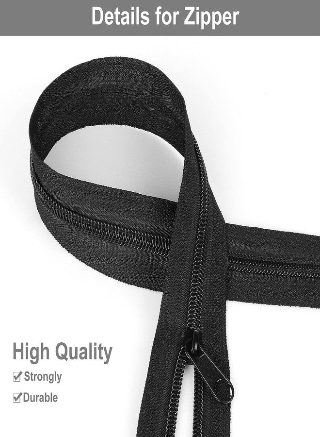 DHARMATMAJ Zipper Roll 5 Meter with 25 Zip Puller for Tailoring Stitching Sewing Craft Fashion Designing (5 Meter_Black) - Image 3